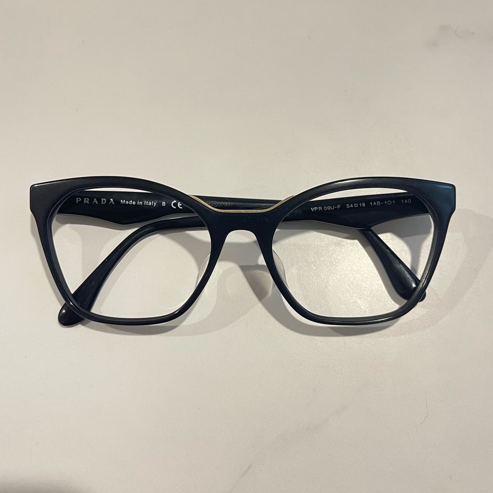 Prada Black Cateye Eyeglasses Optical Frame VPR09U-F